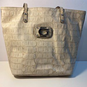 NEW - FLAWED GUESS Women's Stone Crocodile Embossed Large Handbag Purse
